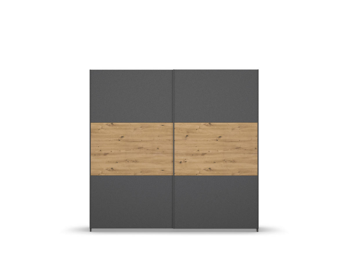 SCHWEBETÜRENSCHRANK  in Grau, Eiche Artisan  - Eiche Artisan/Grau, MODERN, Holzwerkstoff/Metall (218/210/54cm) - Rauch Möbel