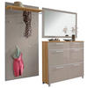 GARDEROBE 3-teilig  in 210/195/31 cm  - Taupe/Eichefarben, Design, Glas/Holz (210/195/31cm)