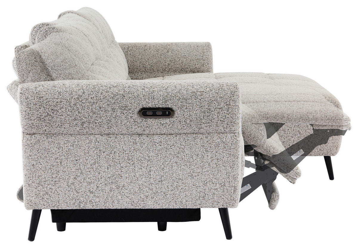 ECKSOFA in Webstoff Grau  220/156 cm  - Grau/Nickelfarben, Design, Textil/Metall (220/156cm) - Carryhome