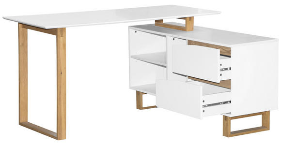 ECKSCHREIBTISCH 140/120/75 cm  in Weiß, Eichefarben  - Eichefarben/Weiß, MODERN, Holz/Holzwerkstoff (140/120/75cm) - Venda
