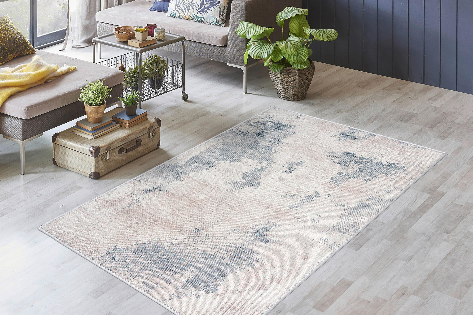 KOBEREC TKANÝ NA PLOCHO, 120/170 cm, šedá - šedá, Konvenční, textil (120/170cm)