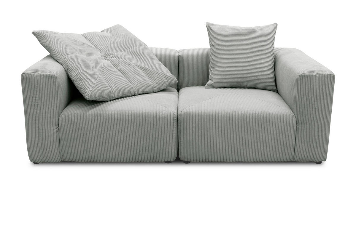 2-SITZER-SOFA Cord, Mikrofaser Hellgrau  - Hellgrau/Schwarz, Design, Kunststoff/Textil (216/69/108cm) - MID.YOU