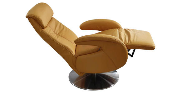 RELAXSESSEL in Leder Gelb - Gelb, Design, Leder/Metall (70/114/80cm) - Cantus