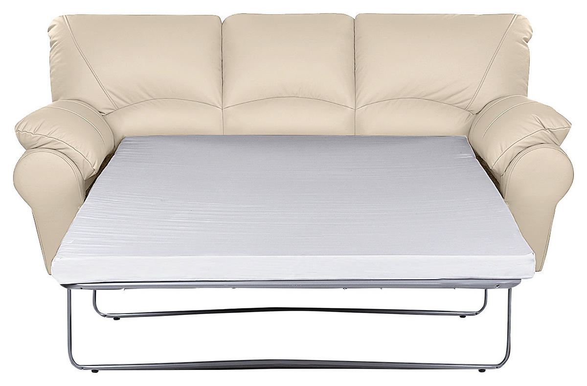 SCHLAFSOFA in Leder Beige  - Beige/Schwarz, Design, Leder/Kunststoff (205/92/85cm) - Livetastic