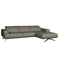 ECKSOFA  in Echtleder Grau  295/187 cm  - Schwarz/Grau, Design, Leder/Metall (295/187cm) - Livetastic