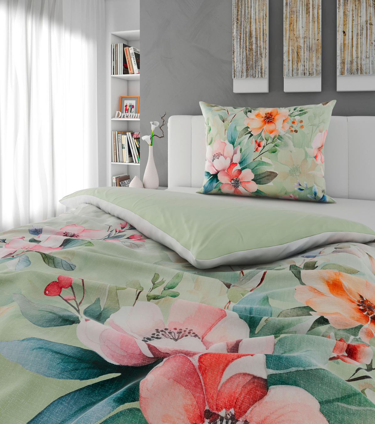 BETTWÄSCHESET Mavie Satin 160/210 cm  65 cm/100 cm  - Grün, Konventionell, Textil (160/210cm) - Esposa