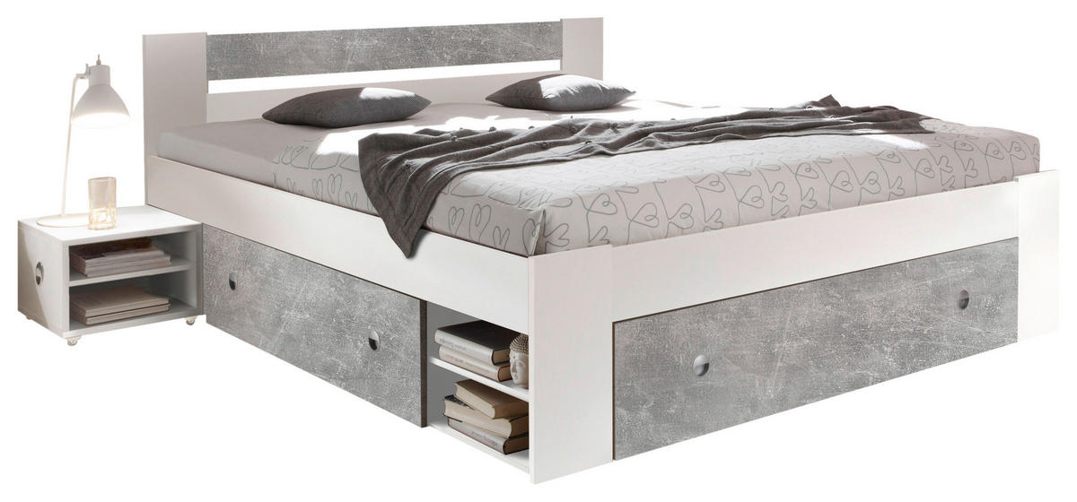 POSTELJNA GARNITURA  180 cm  x  200 cm , siva, bela  - siva/bela, Moderno (180/200cm) - MID.YOU