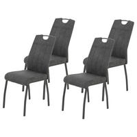 STUHL-SET 4 Stück  in Stahl Mikrofaser Metall, Textil  - Anthrazit/Grau, MODERN, Textil/Metall (44/96/64cm) - MID.YOU