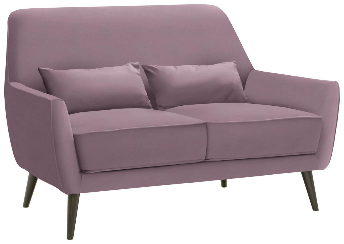 2-SITZER-SOFA in Mikrofaser Altrosa  - Schwarz/Altrosa, Trend, Holz/Textil (135/86/80cm) - Carryhome