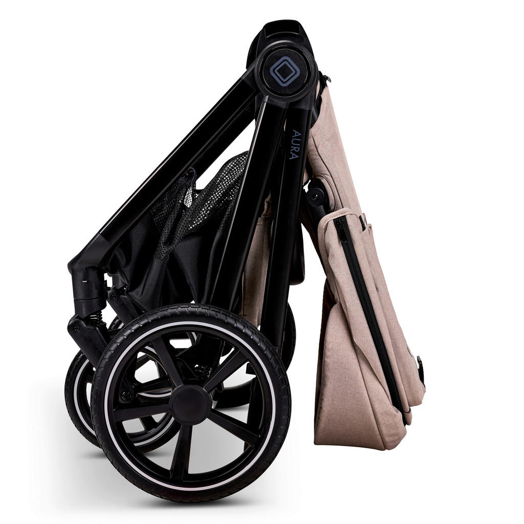 Thumbnail - Moon Kombikinderwagen Aura, Sand, Textil, 61x120x86 cm, EN 1888, Feststellbremse, Fußstütze abklappbar, Federung, 5-Punk...