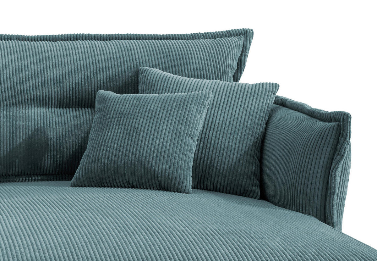 ECKSOFA Petrol Cord  - Petrol/Schwarz, MODERN, Textil/Metall (255/180cm) - Livetastic