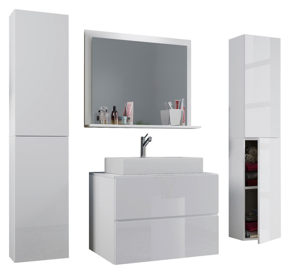 BADEZIMMER 5-teilig  in 147 cm  - Weiß, MODERN, Glas/Keramik (147cm) - MID.YOU