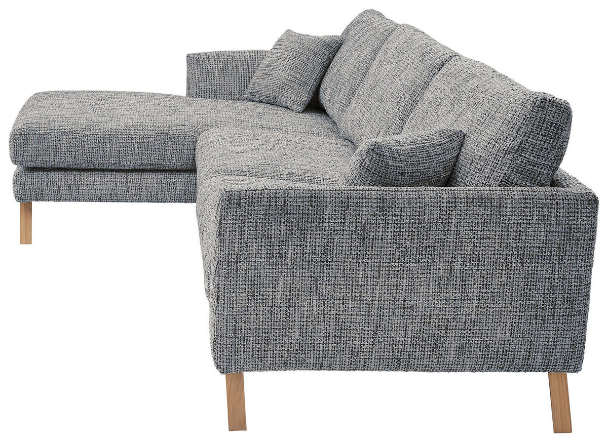 ECKSOFA Blaugrau Webstoff  - Eichefarben/Blaugrau, KONVENTIONELL, Holz/Textil (160/293cm) - SetOne by Musterring