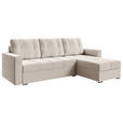 ECKSOFA Creme Samt  - Chromfarben/Creme, KONVENTIONELL, Kunststoff/Textil (233/140cm) - Carryhome