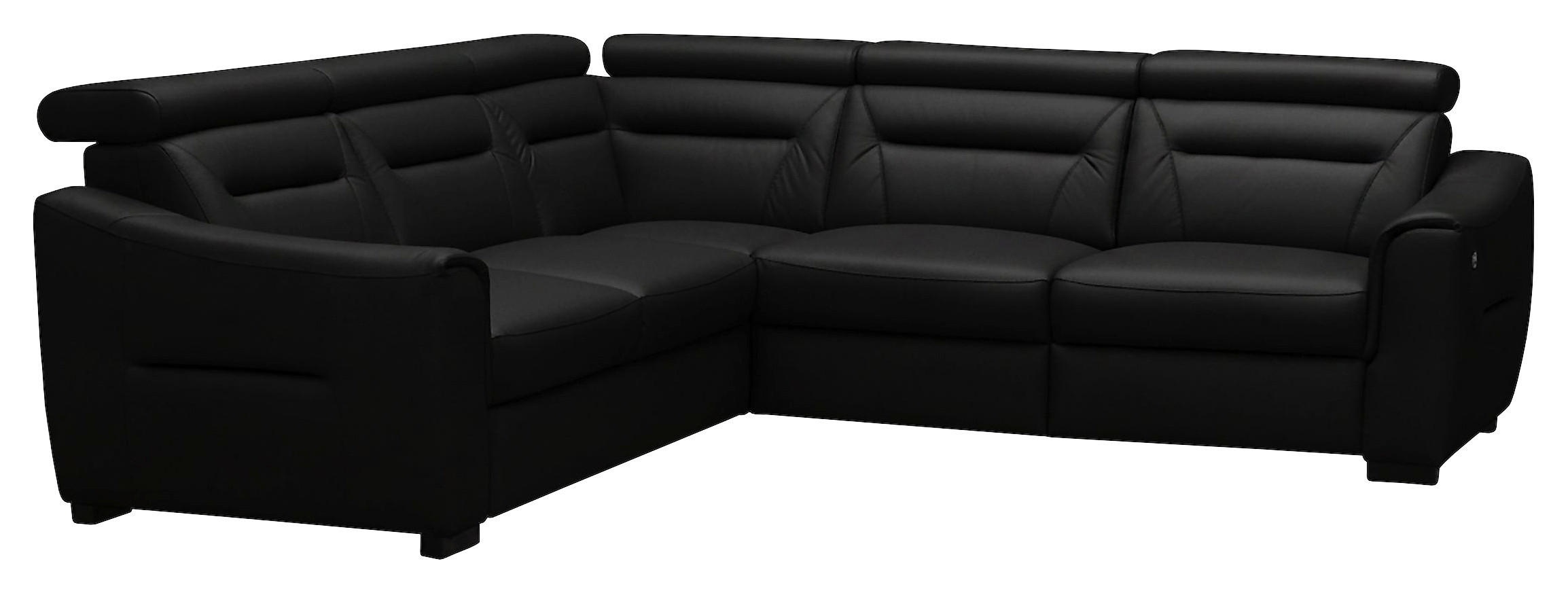 ECKSOFA Lederlook Echtleder Schwarz  - Wengefarben/Schwarz, Design, Leder/Holz (260/260cm) - Celina Home