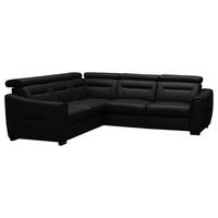 ECKSOFA Lederlook Echtleder Schwarz  - Wengefarben/Schwarz, Design, Leder/Holz (260/260cm) - Celina Home