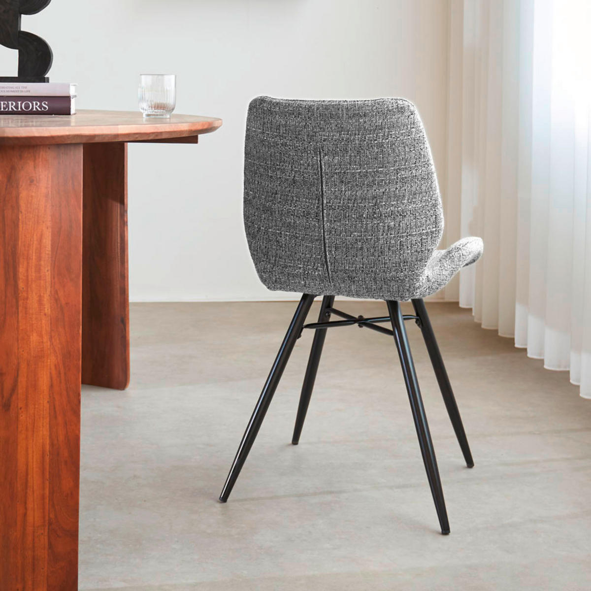 SADA STOLIČIEK 4 kus - čierna/sivá, Modern, kov/textil (47/82/55cm) - MID.YOU