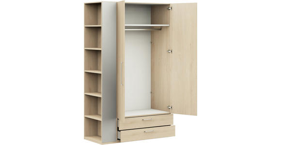 KLEIDERSCHRANK 2-türig Eichefarben, Edelstahlfarben  - Edelstahlfarben/Eichefarben, Design, Holzwerkstoff/Metall (126,3/213,6/59,3cm) - Cantus