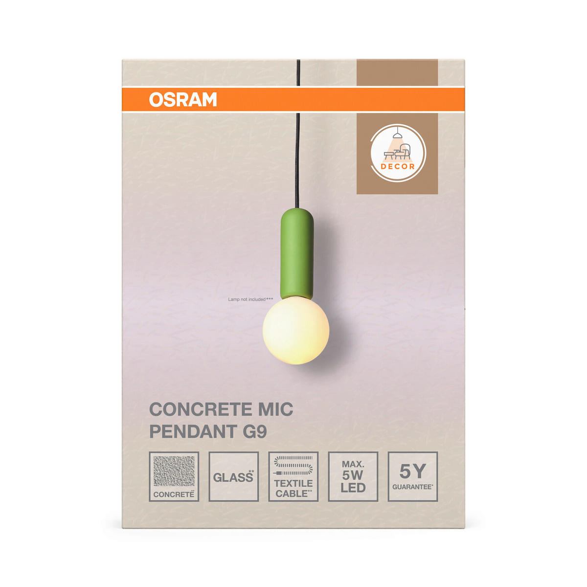 HÄNGELEUCHTE 10/120 cm  - Hellgrün, Basics, Stein (10/120cm) - Osram