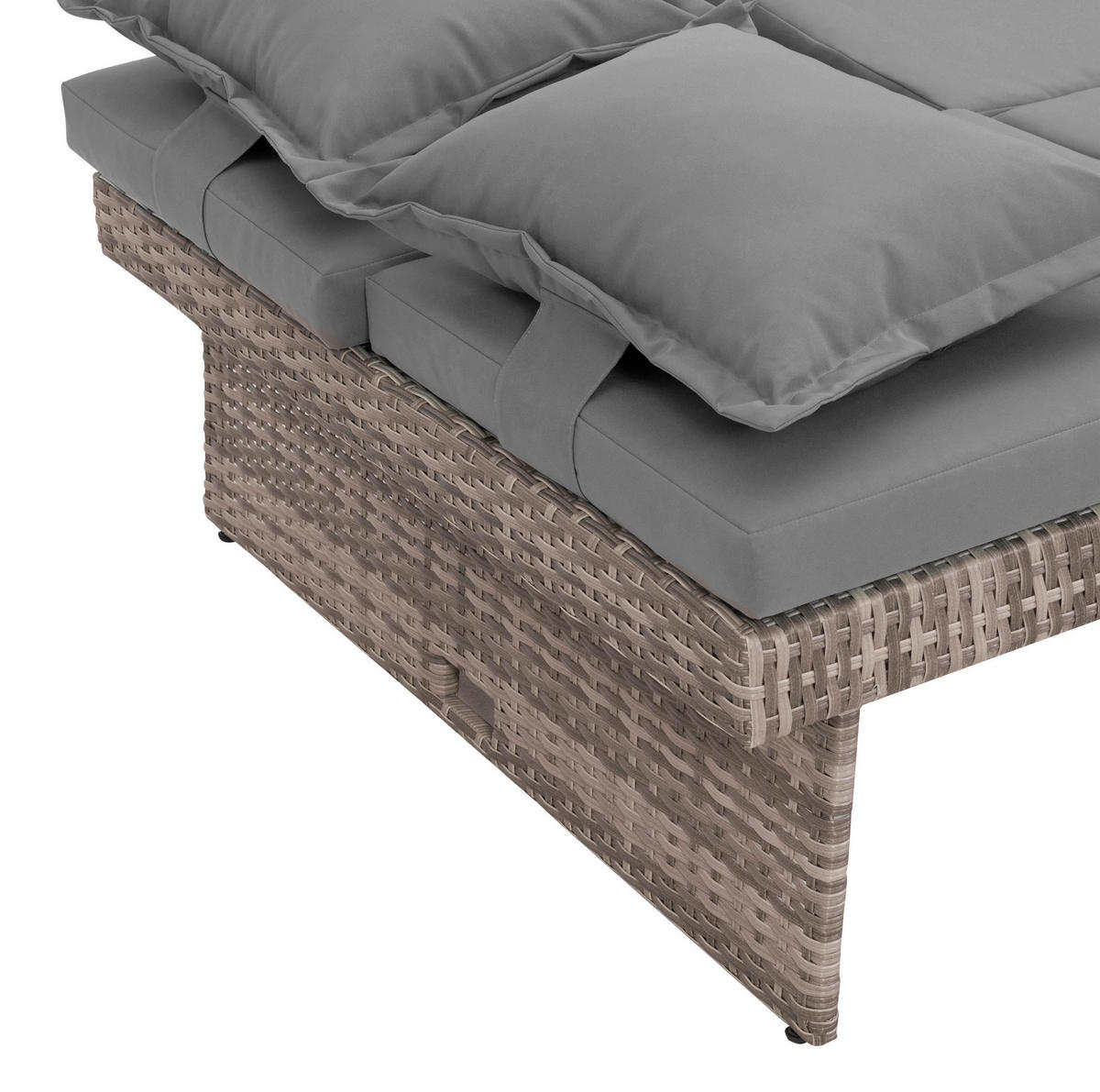 LOUNGEGARNITUR   117/93/74 cm Teakholz Stahl  - Grau, Basics, Holz/Textil (117/93/74cm) - Gardenson