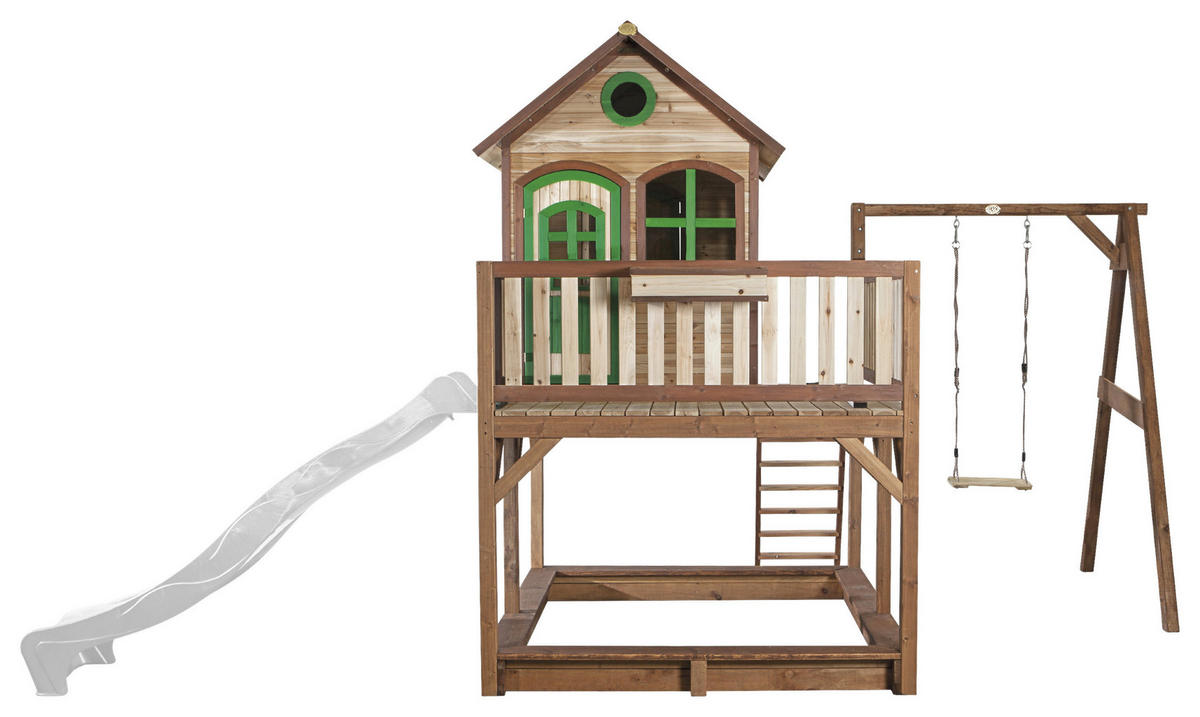 SPIELTURM 541/291/277 cm  - Braun/Weiß, KONVENTIONELL, Holz/Kunststoff (541/291/277cm) - Ambia Garden