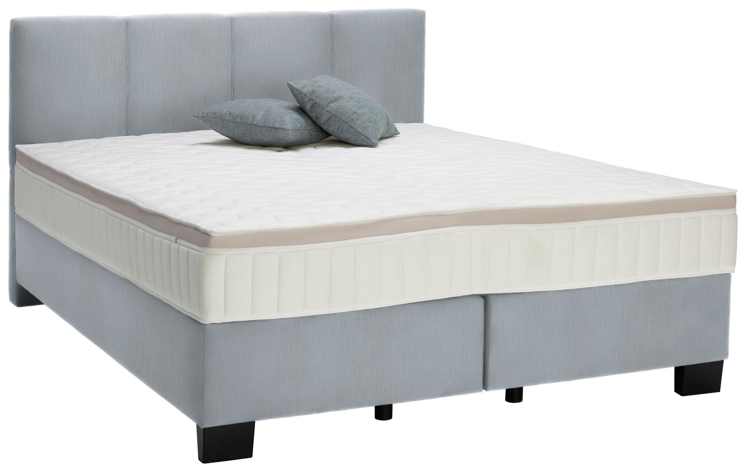 BOXSPRINGBETT 160/200 cm  in Pastellblau  - Pastellblau/Schwarz, Design, Kunststoff/Textil (160/200cm) - Hom`in