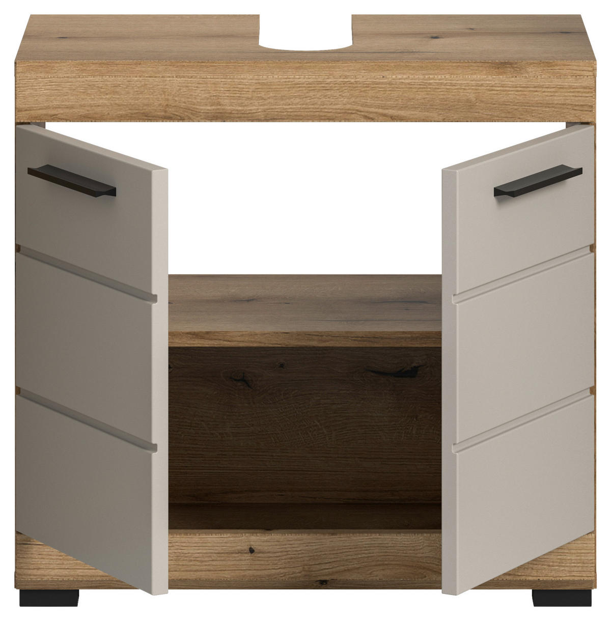 WASCHBECKENUNTERSCHRANK 60/56/34 cm  - Kaschmir/Schwarz, MODERN, Holzwerkstoff/Kunststoff (60/56/34cm) - MID.YOU