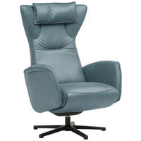 RELAXSESSEL Leder Blaugrau  - Blaugrau/Schwarz, Design, Leder/Metall (75/106/86cm) - Valdera