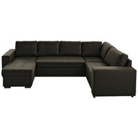 WOHNLANDSCHAFT Webstoff Dunkelbraun  - Dunkelbraun/Schwarz, Konventionell, Kunststoff/Textil (157/313/207cm) - Ti'me