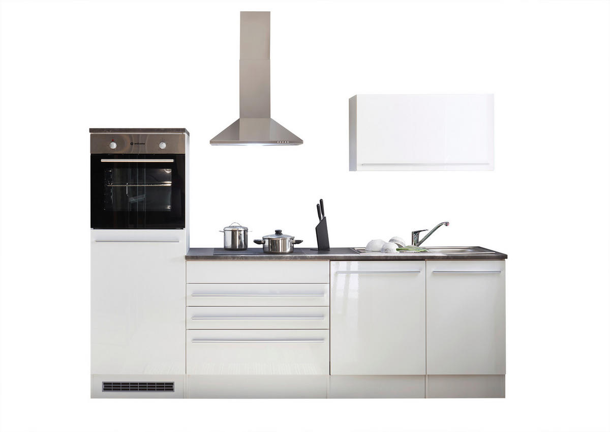 KÜCHENBLOCK 260 cm  in Weiß  - Anthrazit/Silberfarben, LIFESTYLE, Holzwerkstoff/Kunststoff (260cm) - P & B