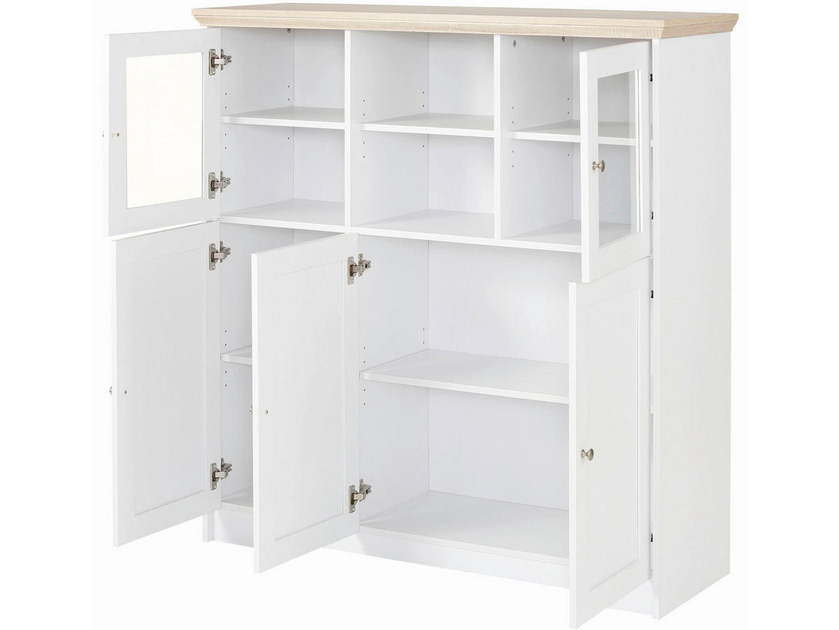 HIGHBOARD NANTES 118/125/39 cm  - Silberfarben/Weiß, Design, Glas/Holzwerkstoff (118/125/39cm) - Livetastic