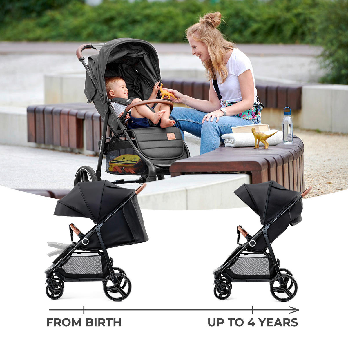 BUGGY Grande Plus  - Schwarz, Basics, Metall (57/106/95cm) - Kinderkraft