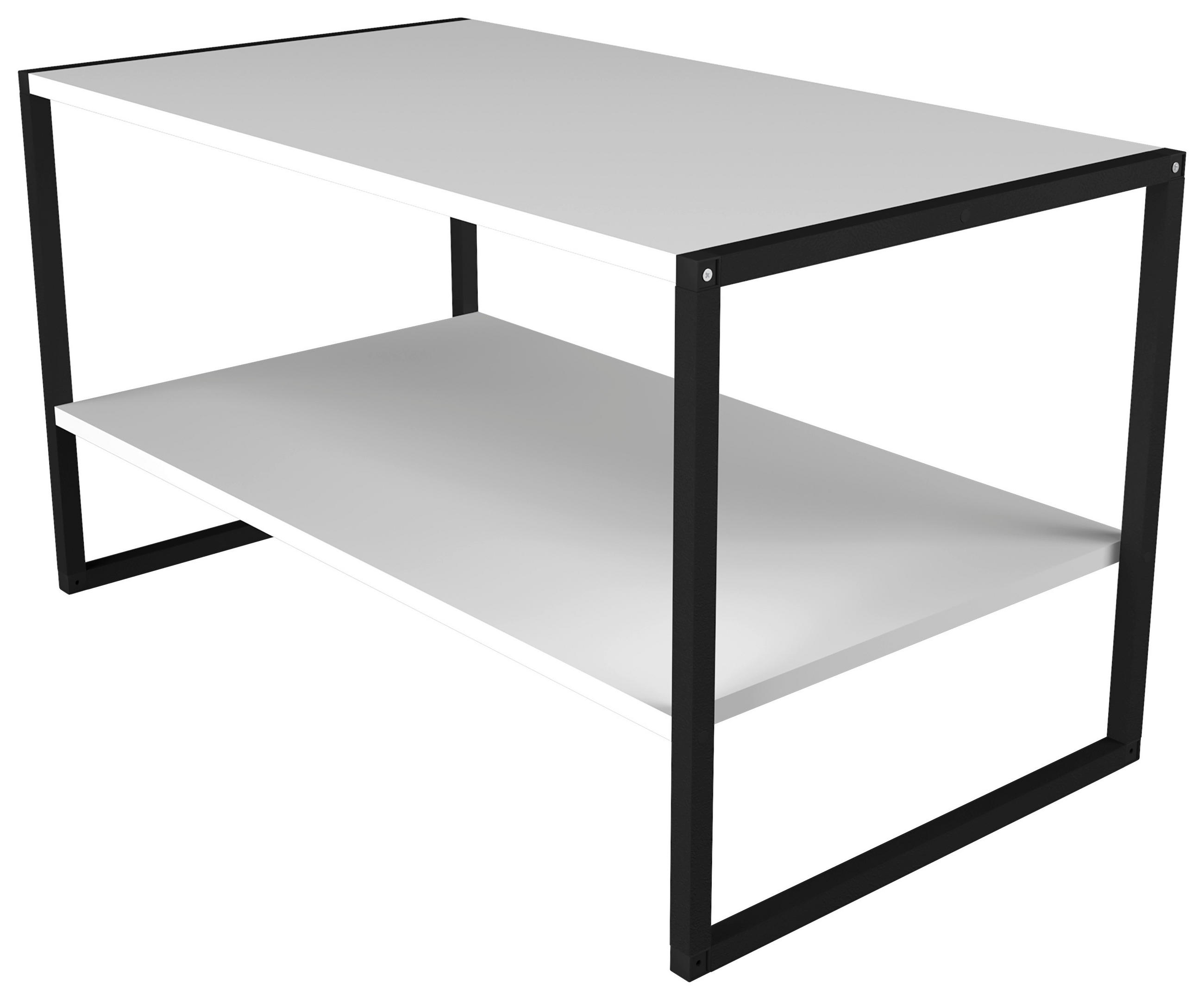 COUCHTISCH 90/50/50 cm rechteckig Weiß  - Schwarz/Weiß, Design, Holzwerkstoff/Metall (90/50/50cm) - MID.YOU