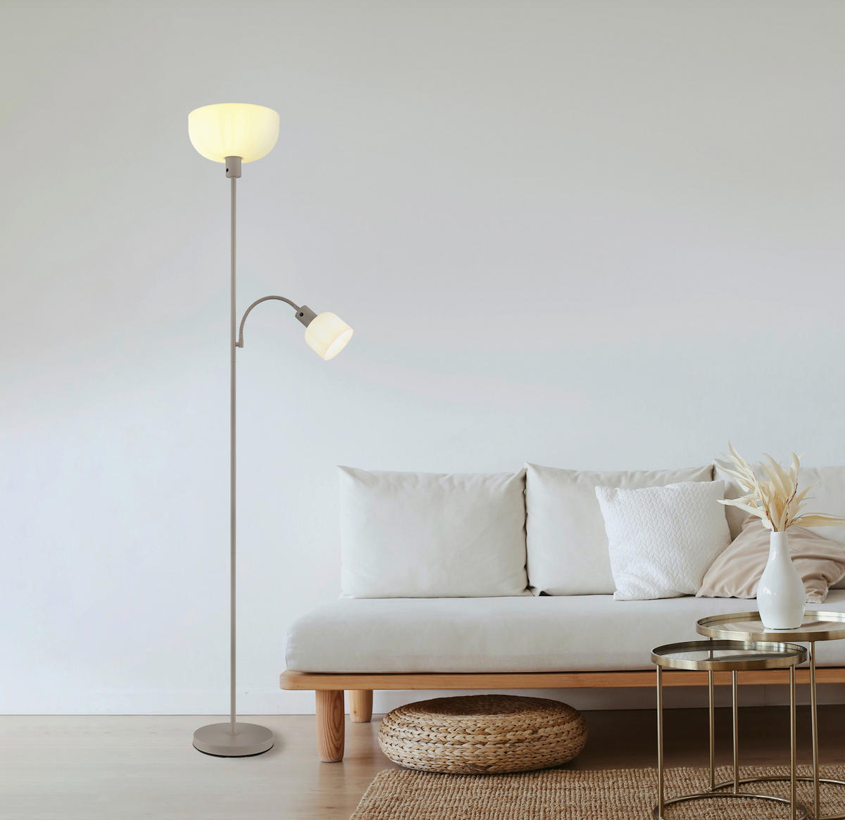 STEHLEUCHTE 26/178,7 cm    - Sandfarben/Schwarz, Design, Kunststoff/Metall (26/178,7cm) - Globo