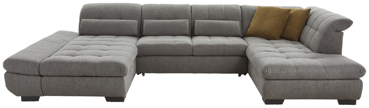 WOHNLANDSCHAFT  in Mikrofaser Blau, Grau  - Blau/Schwarz, Design, Textil/Metall (204/350/211cm) - Xora