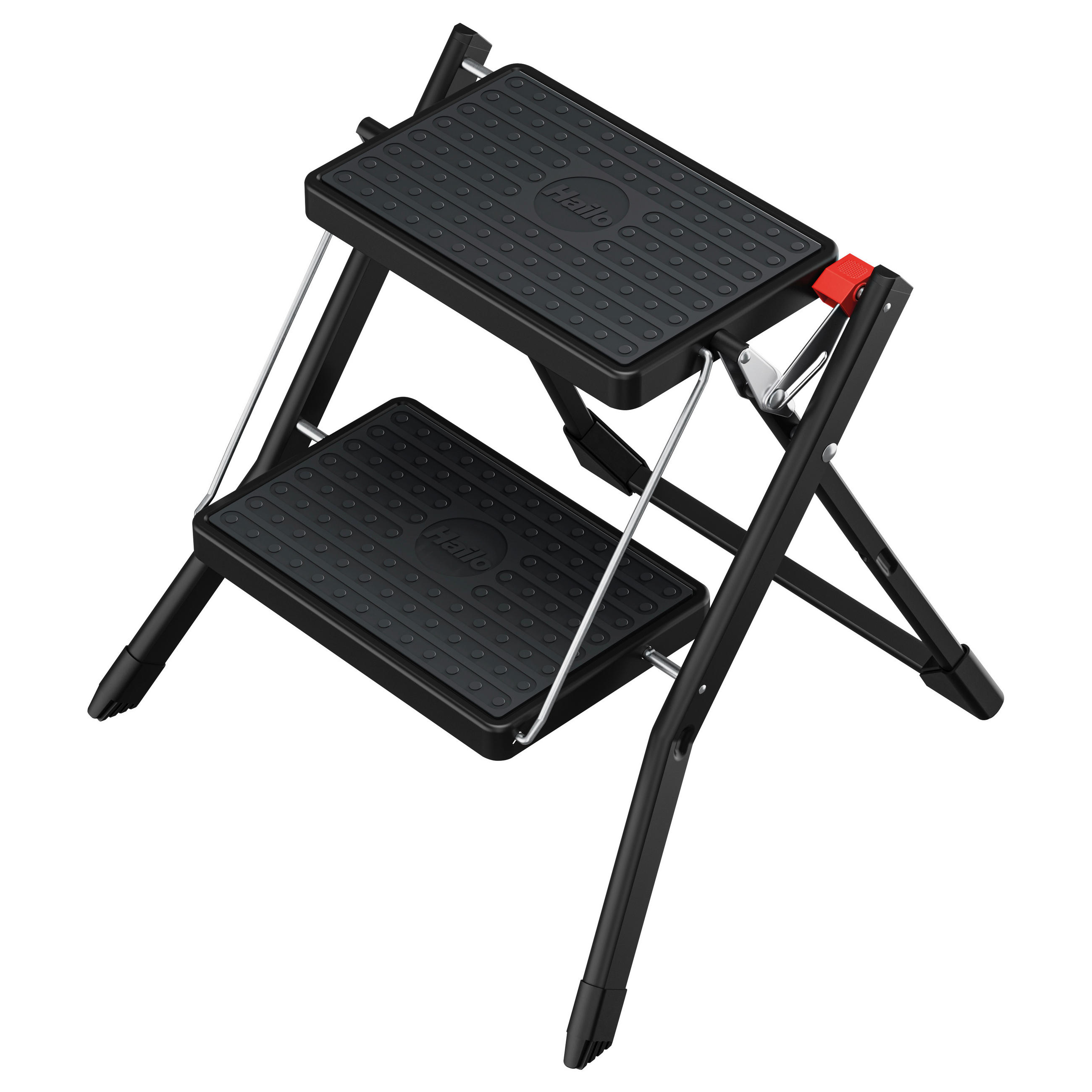 KLAPPTRITTLEITER - Schwarz, Basics, Kunststoff/Metall (49/45/49cm) - Hailo