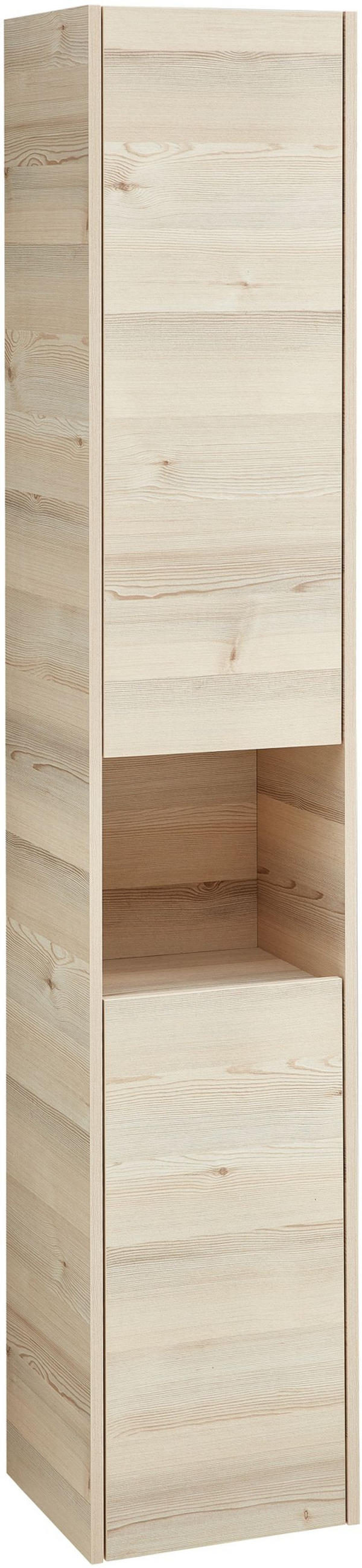 HOCHSCHRANK 35/185,5/32,5 cm - Hellgrau/Pinienfarben, KONVENTIONELL, Glas/Holzwerkstoff (35/185,5/32,5cm) - Xora