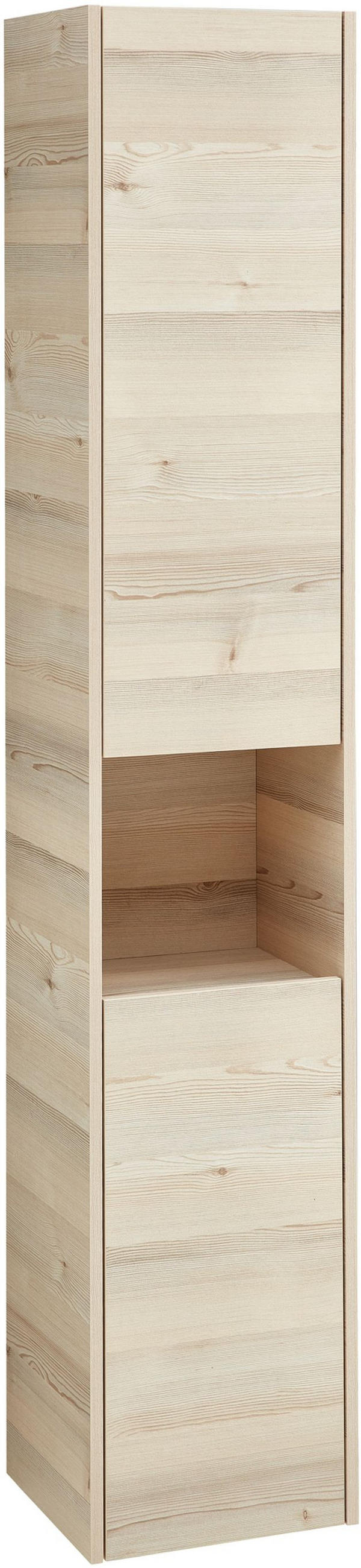 HOCHSCHRANK 35/185,5/32,5 cm  - Hellgrau/Pinienfarben, KONVENTIONELL, Glas/Holzwerkstoff (35/185,5/32,5cm) - Xora