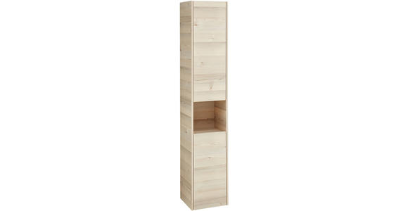 HOCHSCHRANK 35/185,5/32,5 cm  - Hellgrau/Pinienfarben, KONVENTIONELL, Glas/Holzwerkstoff (35/185,5/32,5cm) - Xora