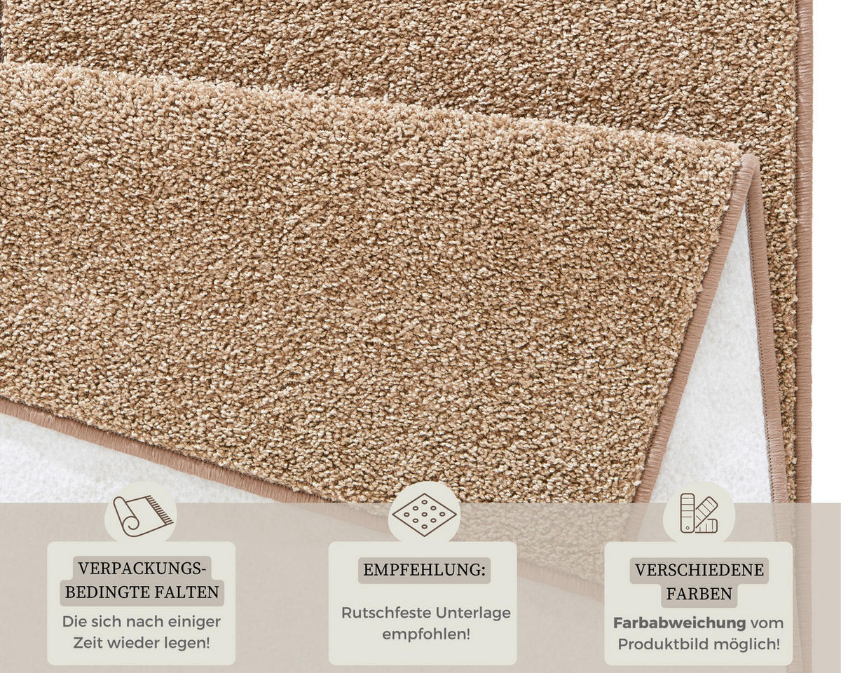 WEBTEPPICH 140/200/200 cm Pure Hellbraun  - Hellbraun, Basics, Kunststoff (140/200/200cm)