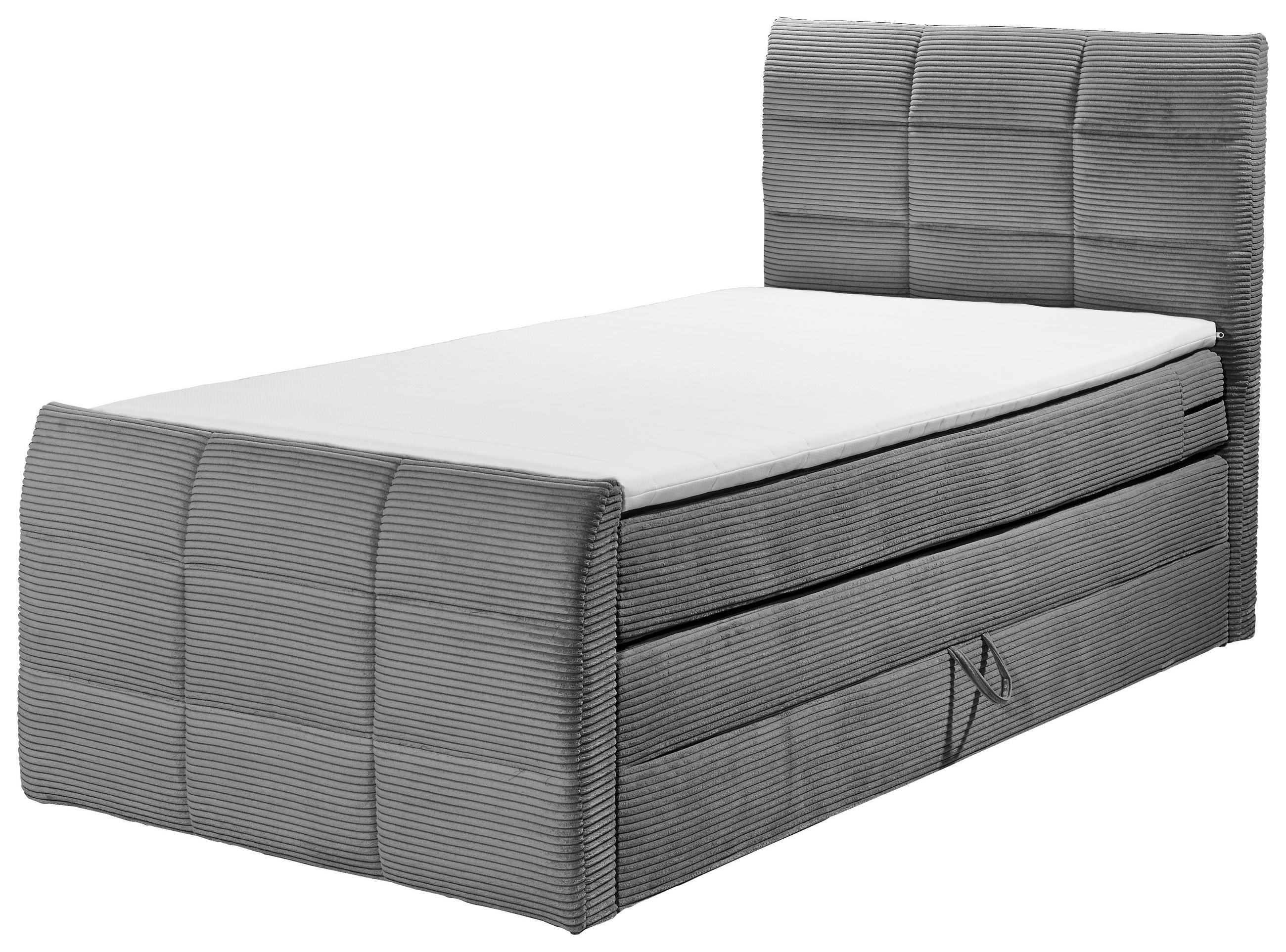 BOXSPRINGBETT 100/200 cm  in Dunkelgrau  - Dunkelgrau/Schwarz, MODERN, Holzwerkstoff/Kunststoff (100/200cm) - MID.YOU