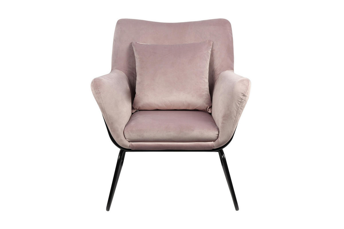 SESSEL in Samt Rosa  - Messingfarben/Rosa, MODERN, Textil/Metall (68/82/75cm) - Livetastic