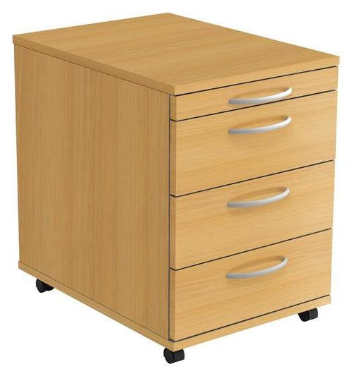 ROLLCONTAINER Buchefarben  - Buchefarben/Silberfarben, KONVENTIONELL, Holzwerkstoff/Kunststoff (42,8/59/58cm) - Venda