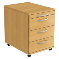 ROLLCONTAINER 42,8/59/58 cm  - Buchefarben/Silberfarben, KONVENTIONELL, Holzwerkstoff/Kunststoff (42,8/59/58cm) - Venda