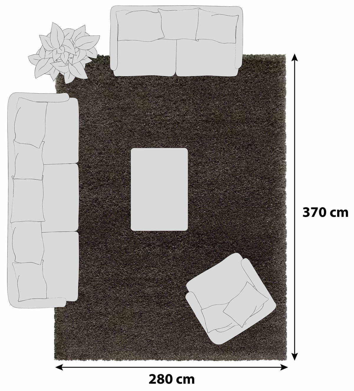 RYAMATTA 280/370 cm Fluffy 3500 Braun  - brun, Basics, textil (280/370cm)