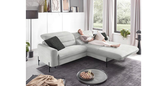 ECKSOFA in Flachgewebe Ecru  - Ecru/Schwarz, Design, Textil/Metall (252/191cm) - Dieter Knoll