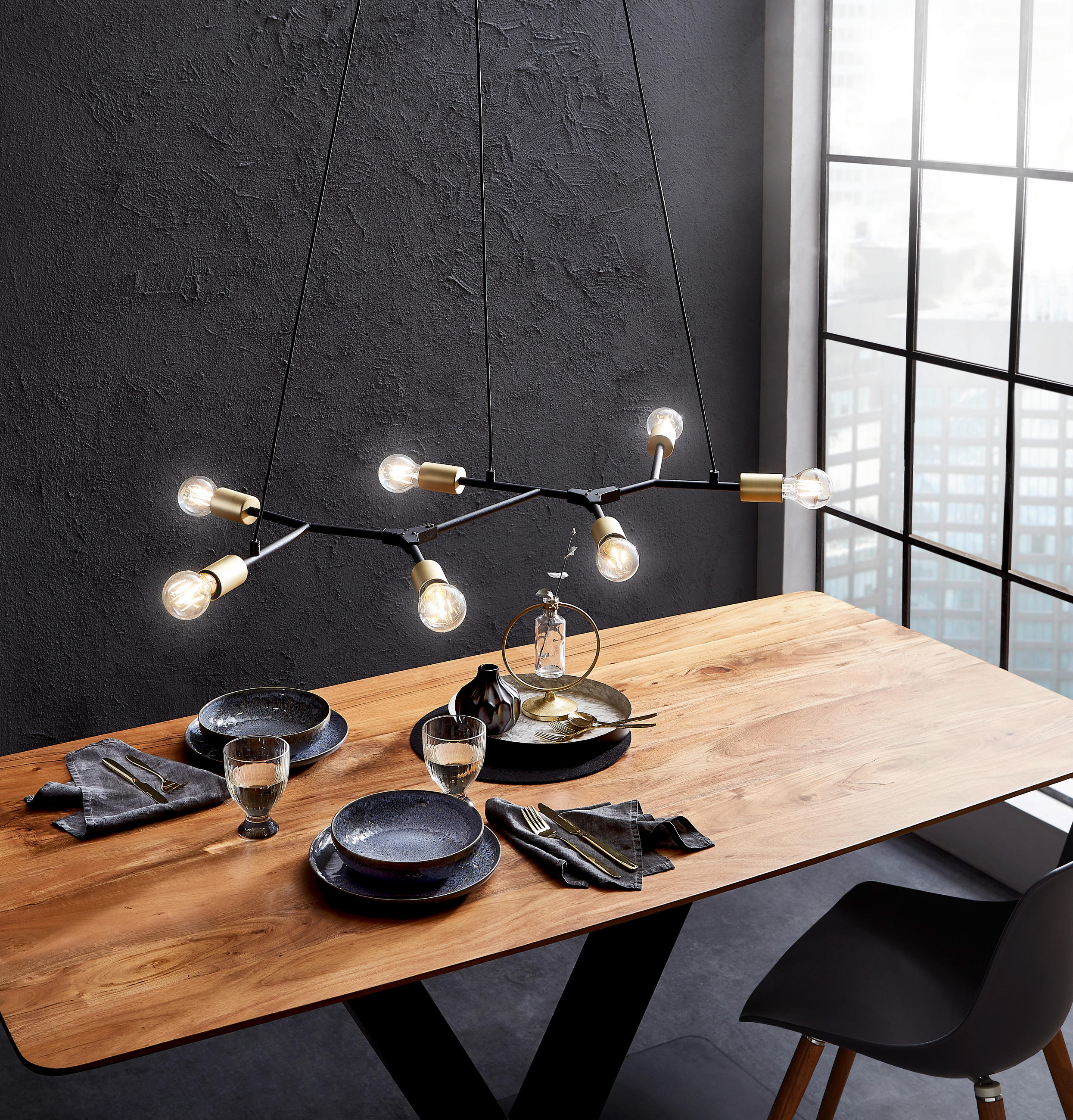 HÄNGLAMPA 91/45/150 cm  - bronsfärgad/svart, Lifestyle, metall (91/45/150cm) - Trio Leuchten