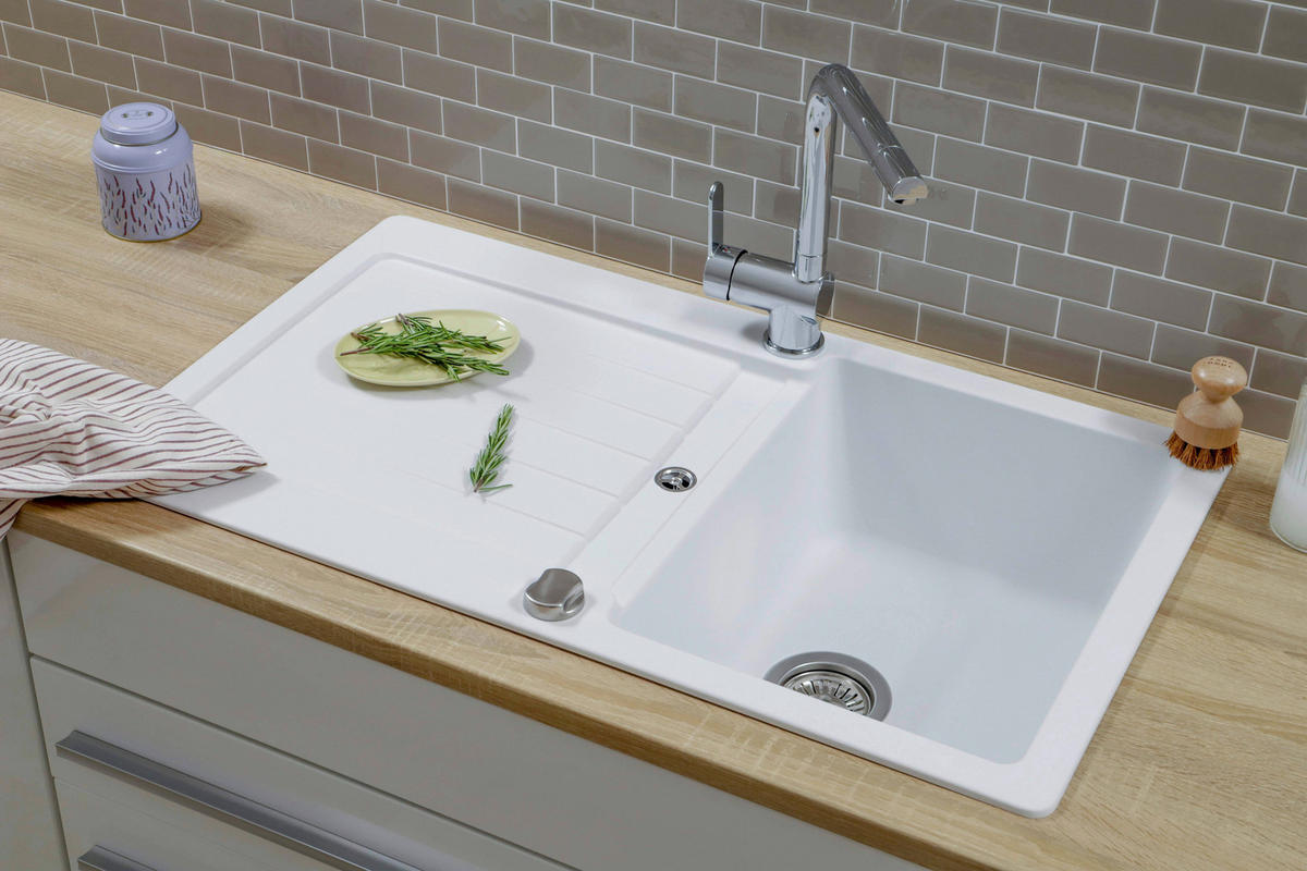 SPÜLE AUSTIN86X50W  - Weiß, Design, Stein (86/21/50cm) - Respekta