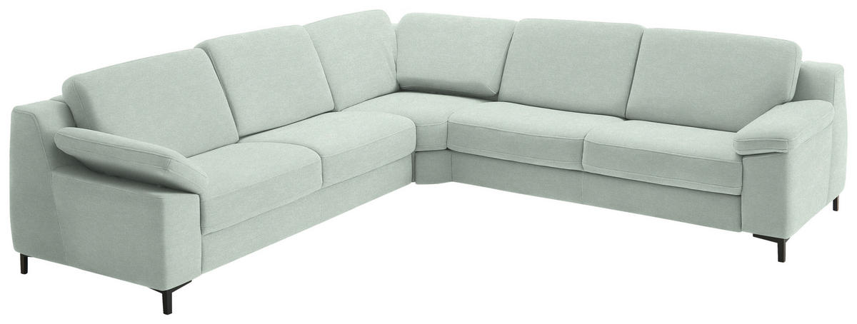 ECKSOFA in Chenille Hellgrün  278/278 cm  - Schwarz/Hellgrün, Design, Textil/Metall (278/278cm) - Valdera