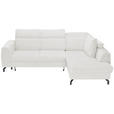 ECKSOFA Weiß Chenille  - Schwarz/Weiß, KONVENTIONELL, Textil/Metall (266/185cm) - Carryhome
